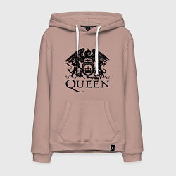 Толстовка-худи хлопковая мужская Queen - logo, цвет: пыльно-розовый