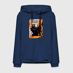 Толстовка-худи хлопковая мужская КС 2 Азимов, цвет: тёмно-синий