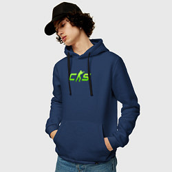 Толстовка-худи хлопковая мужская CS2 green logo, цвет: тёмно-синий — фото 2