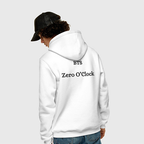 Мужская толстовка-худи Zero o clock bts / Белый – фото 4