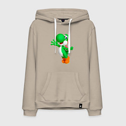 Толстовка-худи хлопковая мужская Йоши приветствует, цвет: миндальный