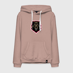 Толстовка-худи хлопковая мужская Bear head, цвет: пыльно-розовый