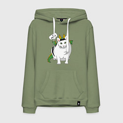 Толстовка-худи хлопковая мужская Я дракон, цвет: авокадо