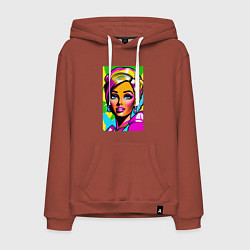 Толстовка-худи хлопковая мужская Кукла Барби - нейросеть - поп-арт, цвет: кирпичный