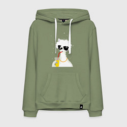 Мужская толстовка-худи Лама - альпака с бокалом