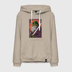 Толстовка-худи хлопковая мужская Pepe samurai, цвет: миндальный