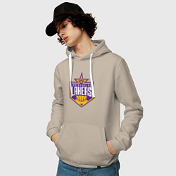 Толстовка-худи хлопковая мужская Los Angelas Lakers star, цвет: миндальный — фото 2