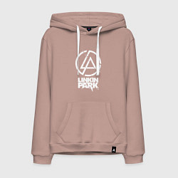 Толстовка-худи хлопковая мужская Linkin Park - white, цвет: пыльно-розовый