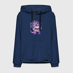Толстовка-худи хлопковая мужская Фиолетовый дракон в свитере, цвет: тёмно-синий