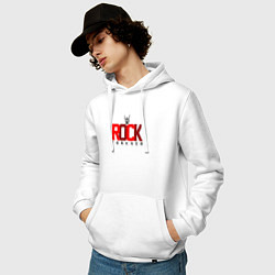 Толстовка-худи хлопковая мужская Rock forever four, цвет: белый — фото 2