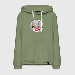 Толстовка-худи хлопковая мужская Barcelona city, цвет: авокадо