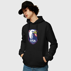 Толстовка-худи хлопковая мужская Орёл США, цвет: черный — фото 2