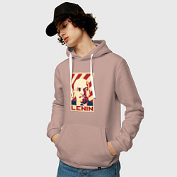 Толстовка-худи хлопковая мужская Vladimir Lenin, цвет: пыльно-розовый — фото 2