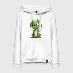 Толстовка-худи хлопковая мужская Маленький дракончик, цвет: белый