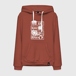 Мужская толстовка-худи Еда сон баскетбол