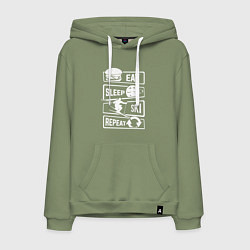 Мужская толстовка-худи Еда сон лыжи