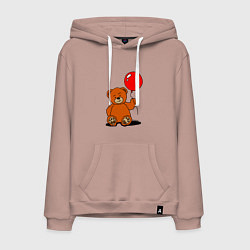 Мужская толстовка-худи Плюшевый медведь с воздушным шариком