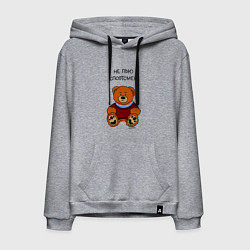 Толстовка-худи хлопковая мужская Мишка в тельняшке спортсмен, цвет: меланж