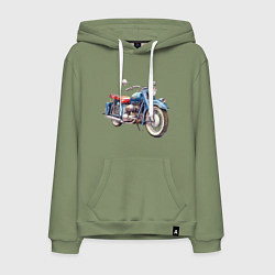 Толстовка-худи хлопковая мужская Ретро мотоцикл олдскул, цвет: авокадо