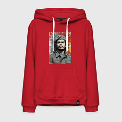 Толстовка-худи хлопковая мужская Портрет Че Гевара, цвет: красный