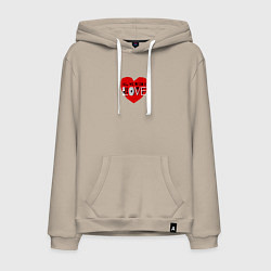 Толстовка-худи хлопковая мужская Нам нужна любовь, цвет: миндальный