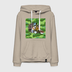 Мужская толстовка-худи Мем капибара в очках и цилиндре стимпанк