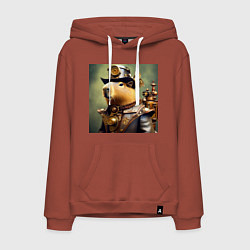 Мужская толстовка-худи Капибара в цилиндре в стиле стимпанк