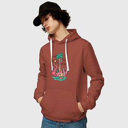 Толстовка-худи хлопковая мужская Опасное приключение, цвет: кирпичный — фото 2