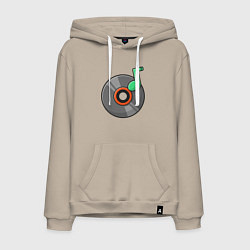 Толстовка-худи хлопковая мужская Vinyl music, цвет: миндальный