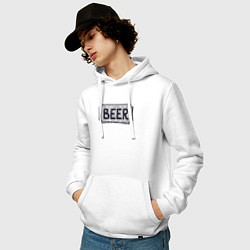 Толстовка-худи хлопковая мужская Beer shop, цвет: белый — фото 2