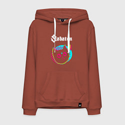 Толстовка-худи хлопковая мужская Sabaton rock star cat, цвет: кирпичный