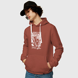 Толстовка-худи хлопковая мужская Нирвана - Курт Кобейн, цвет: кирпичный — фото 2