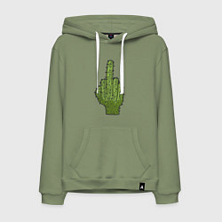 Толстовка-худи хлопковая мужская Cactus fuck, цвет: авокадо