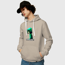 Толстовка-худи хлопковая мужская Minecraft девушка с зелеными волосами, цвет: миндальный — фото 2