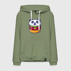 Толстовка-худи хлопковая мужская Панда бургер, цвет: авокадо