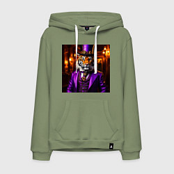 Мужская толстовка-худи Тигр в сиреневом костюме стиль стимпанк