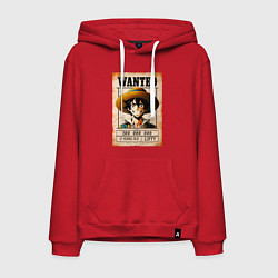Толстовка-худи хлопковая мужская One Piece - Wanted, цвет: красный