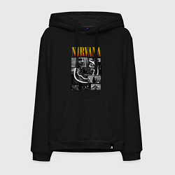 Толстовка-худи хлопковая мужская Nirvana kurt krist dave, цвет: черный
