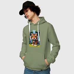 Толстовка-худи хлопковая мужская Funny tiger cub - Minecraft, цвет: авокадо — фото 2