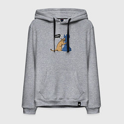 Толстовка-худи хлопковая мужская Кот Басимус и шахматная ладья, цвет: меланж