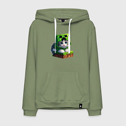 Толстовка-худи хлопковая мужская Kitten creeper collaboration - ai art, цвет: авокадо