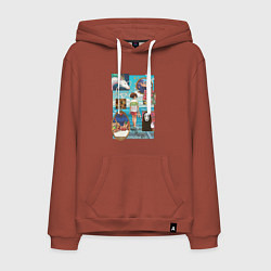 Толстовка-худи хлопковая мужская Экспозиция - Унесенные призраками, цвет: кирпичный