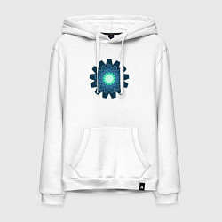 Толстовка-худи хлопковая мужская Шестеренки друг в друге, цвет: белый