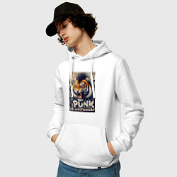 Толстовка-худи хлопковая мужская Cool tiger - punks not dead, цвет: белый — фото 2