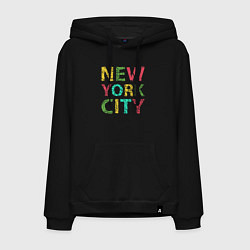 Толстовка-худи хлопковая мужская New York city colors, цвет: черный