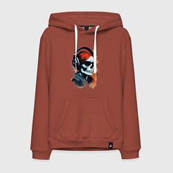 Толстовка-худи хлопковая мужская Grunge redhead girl skull, цвет: кирпичный