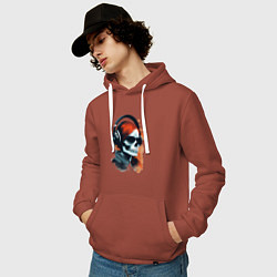 Толстовка-худи хлопковая мужская Grunge redhead girl skull, цвет: кирпичный — фото 2