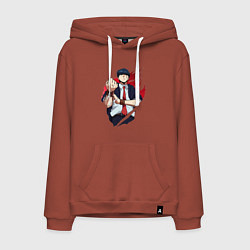 Толстовка-худи хлопковая мужская Мэш Бёрндэд маг, цвет: кирпичный