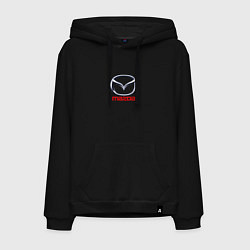 Толстовка-худи хлопковая мужская Mazda logo, цвет: черный