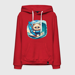 Мужская толстовка-худи Котик и виндсерфинг